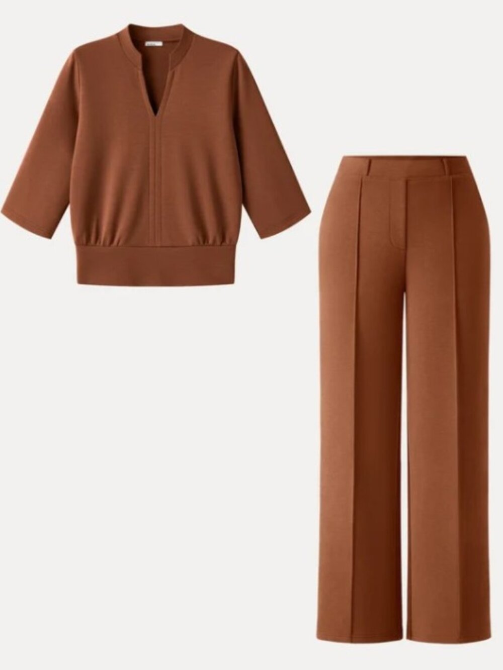 OGL 2Pc Set, V-Neck Elbow Sleeve Top & Wide Leg Pant w/Pockets, NWT